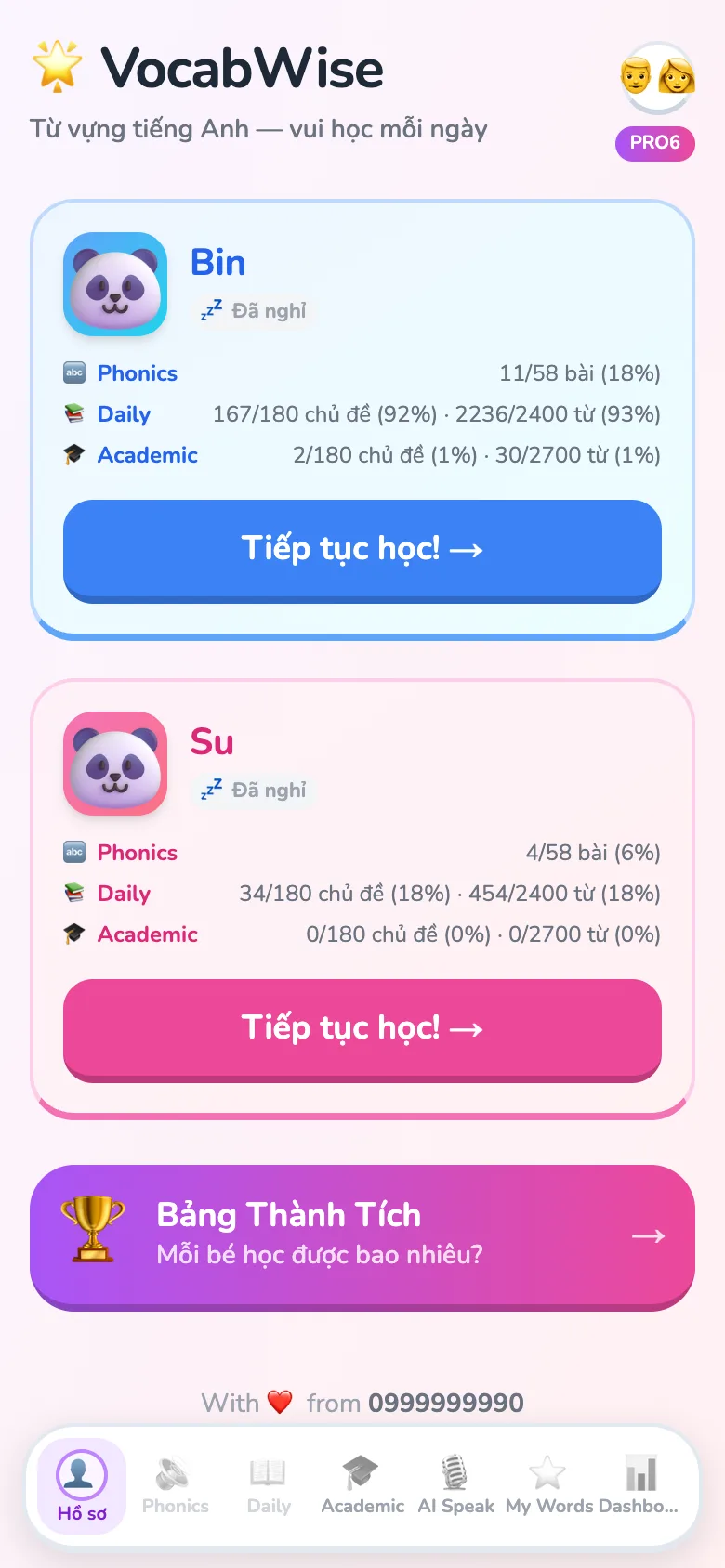 Mỗi bé một hồ sơ, tiến độ riêng